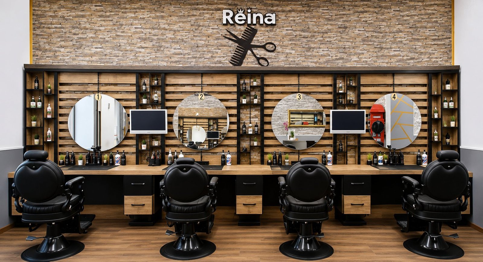 Herren-Arbeitsplatz im Salon Reina